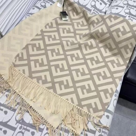 Fendi Women's Cashmere FF Fringe Shawl Cape - Picture 6 of 7